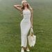 TARUXY Casual Long Knit Dress Women Square Neckline Cutout Slim Sexy Commuter Knitting Straps Dress Summer Vacation Party Dress_ecoleips.com