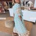 Women's Bohemian V-Neck Dress With Fashionable Prints, Lantern Sleeves, High Waist, And Wide Skirt Perfect For Summer_ecoleips.com