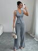 K New Women's Solid Color Sleeveless Bodycon Vest High-Waisted Pants Two-Piece Set_ecoleips.com