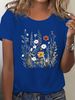European And American Cross-border Foreign Trade Women's Floral Butterfly Round-neck Printed Short-sleeve T-shirt Top_ecoleips.com