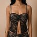 Black Lace Crochet Camisole Top And Irregular Fishtail Skirt Two Piece Set European And American Style for Women_ecoleips.com