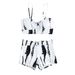 Women's High Waist Print Bikini Swimwear Set Conservative Tied Swimsuits for Beach And Pool_ecoleips.com