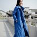 girl 2025 Winter New Artistic Waist-Cinching Diagonal Collar Thickened Warm Jacket Linen Women's Long Cotton Coat_ecoleips.com