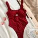 Women's Clothing Cut Out One-Piece Bikini Tube Top High Slit Swimsuit Sexy Bikini_ecoleips.com
