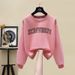 Women's Autumn/Winter Thick Sweatshirt Crew Neck Fleece Lined Loose Fit American Retro High End Feel Petite Top 2023 New Style_ecoleips.com