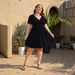 European And American Early Autumn Dress for Women Ruffled V Neck Pockets TK New Resort Style plus Size Clothes_ecoleips.com