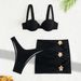 Women's Clothing "3-Piece Solid Color Bikini Set - Swimwear With Skirt & Adjustable Straps"_ecoleips.com