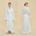 Aria Basics Cross-border European And American Sexy Feather Cardigan-style Tie-up Robe, Spring-summer Long-sleeved Long Women's_ecoleips.com