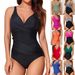 Women's Clothing One Piece Swimsuit High Waist Sexy Cross Back Bathing Suit - Tummy Control & Adjustable Straps, With Lining & Padding, 23 Colors_ecoleips.com