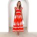 2025 New European And American Fashion Bestseller Women's Beach Vacation Style Printed Strapless Dress_ecoleips.com