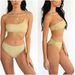 Women's One-Shoulder Glitter Bikini Set With Gold & Silver Shine - Sexy Swimwear For Beach & Pool - Comfortable & Stylish (S/M/L)_ecoleips.com