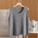 New Autumn And Winter 100% Pure Wool Knitted Camisole For Women, Round Neck, Simple Slim-fit Sleeveless Base Shirt_ecoleips.com
