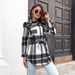 Street Style Contrasting Color Plaid Straps Long Woolen Jacket_ecoleips.com