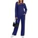 Autumn Casual Long-Sleeved Drawstring Plain Color Commuting Pants Fashion Set For Women_ecoleips.com