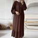 2024 Muslim Women's Long Spring And Autumn New Fashion Puff Sleeve Vintage Pocket Hem Ruffle Dress_ecoleips.com