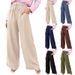 Women's Clothing High Waist Wide Leg Pants Casual Loose Fit Drawstring Solid Color Fashion Bottoms_ecoleips.com