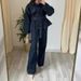 K Women's Fashion Casual Suit With Elegant Temperament, Waist Strap, Cinched Waist, Lapel, Denim Suit_ecoleips.com