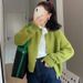 K New Loose Short Sweater Jacket Women's Thick Zipper Long Sleeved Knitted Cardigan Top_ecoleips.com