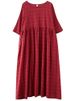 Cotton Vintage Short Sleeve Solid Color Dresses For Women 2026 Summer Casual Loose Long Black Dress Femme Robe Elegant Clothing_ecoleips.com