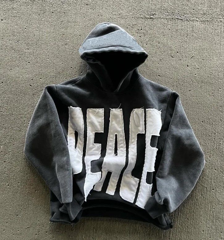 Women's Clothing Street Style Embroidered Hoodie Trendy Pullover With Lettering Design, Cozy Fleece Lining, Unisex Oversized Fit (Rose Red/Gray)_ecoleips.com