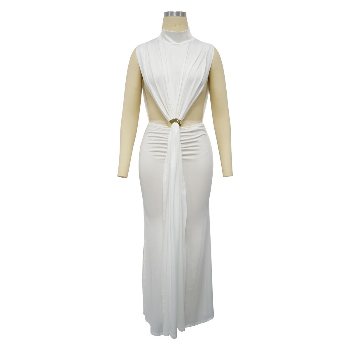 K Women's Dress Solid Color Sexy Side Split Sleeveless Fashion Dress_ecoleips.com