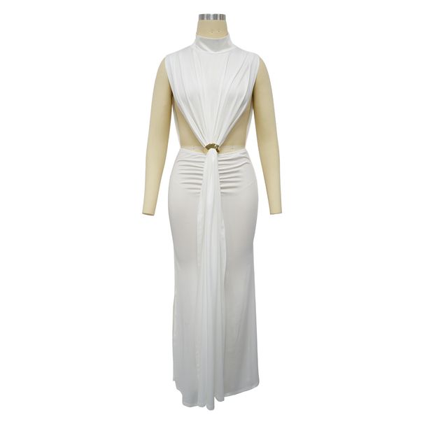 K Women's Dress Solid Color Sexy Side Split Sleeveless Fashion Dress_ecoleips.com