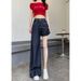 Tencel Denim Blue Wide-Leg Jeans For Women, Summer Thin High-Waisted Slimming Loose Drapey Floor-Length Straight Pants_ecoleips.com