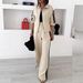Women's Clothing High Waisted Wide Leg Pants Set Zip Up Jacket Autumn Trendy Two Piece Outfit Regular Size Polyester_ecoleips.com