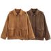 Soft Velvet-Touch Jacket - Oversized Casual Blazer For Women | Versatile & Stylish (Dark Brown/Light Brown, XS/S/M/L)_ecoleips.com