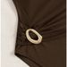 Aria Basics European And American Style Women's One-piece Swimsuit, High-end, One-shoulder, Diagonal Neckline, Metal Buckle, Sexy_ecoleips.com