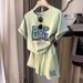 Fruit Green Short Sleeved Shorts Suit For Women New Style Fashionable Hot Selling Summer Leisure Sports Two Piece Suit_ecoleips.com