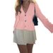 knit cardigan – ultrasoft acrylic oversized sweater with bow details (dusty pink, officeto style)_ecoleips.com