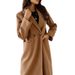 Simple, Solid-Color Long-Sleeved Woolen Coat With Double-Breasted Collar And Buttons For Autumn/Winter Wear_ecoleips.com