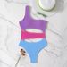 Women's Clothing New Swimsuit One Piece Color Stitching Contrast Color Swimsuit Sexy Hollow Bikini_ecoleips.com