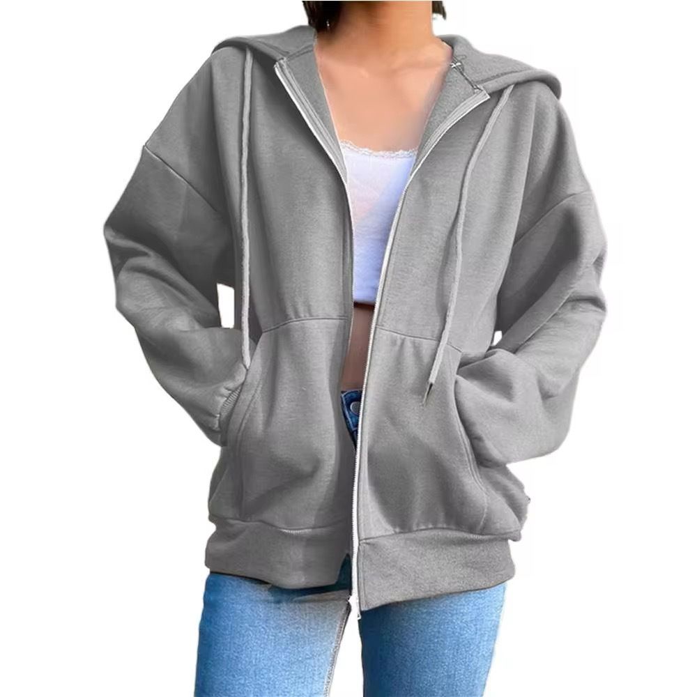 Women's Clothing Unisex Zip-Up Hoodie - Streetwear Pullover With Hood, Loose Fit Casual Jacket For Men & Women (Black/White/Grey/Blue/Brown_ecoleips.com