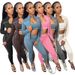 Women's Clothing Fashion Vest With Zipper And Thumb Buckle 3-Piece Workout Set – Zip-Up Sports Bra, Thumbhole Long Sleeve & High-Waisted Leggings_ecoleips.com