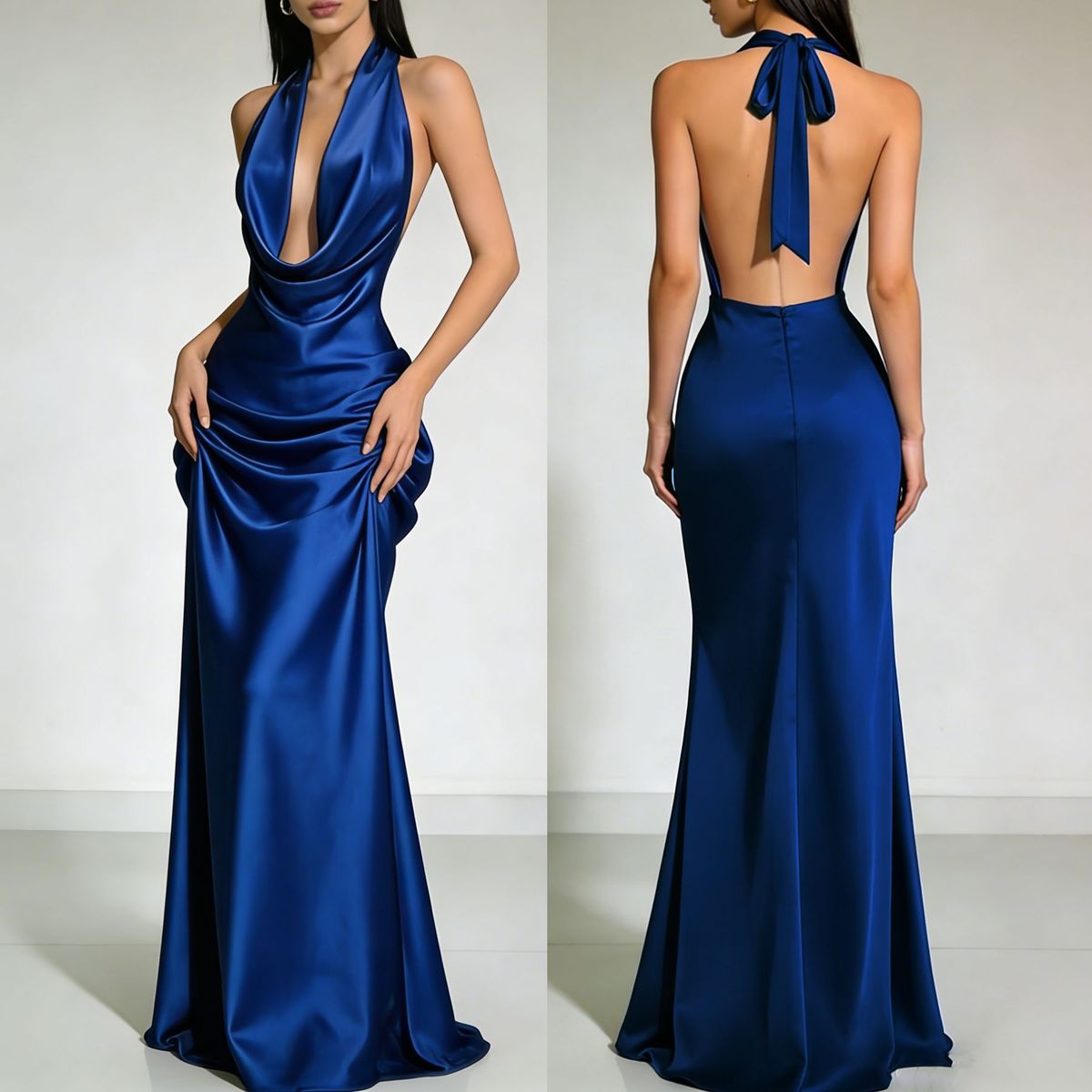 Summer Halter Neck Backless Satin Evening Dress for Women Sexy Party Bridesmaid European And American Style Cross Border 2026_ecoleips.com