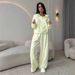 Women's Solid Color Sports Suit Long Sleeved Zipper Cardigan Hooded Sweatshirt And Trousers Two-Piece Set Cotton Blend Comfortable Fit_ecoleips.com