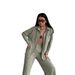 Women's Solid Color Cardigan And Wide Leg Trousers Set Casual Outerwear With Pockets_ecoleips.com