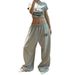 Women's Clothing Retro Embroidery Sports Casual Sweatpants Loose Back Design Wide Leg Jazz Dance Wide Leg Trousers For Women_ecoleips.com