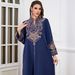 Women's Elegant Ethnic Style Solid Color Long Robe with Rope Embroidery Fashionable Evening Gown Long Sleeved Dress_ecoleips.com