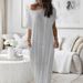 Aria Basics Aria Basics 2025 Cross-border European And American Summer New Women's Solid Color Short-sleeved Long Casual Dress Nightgown_ecoleips.com