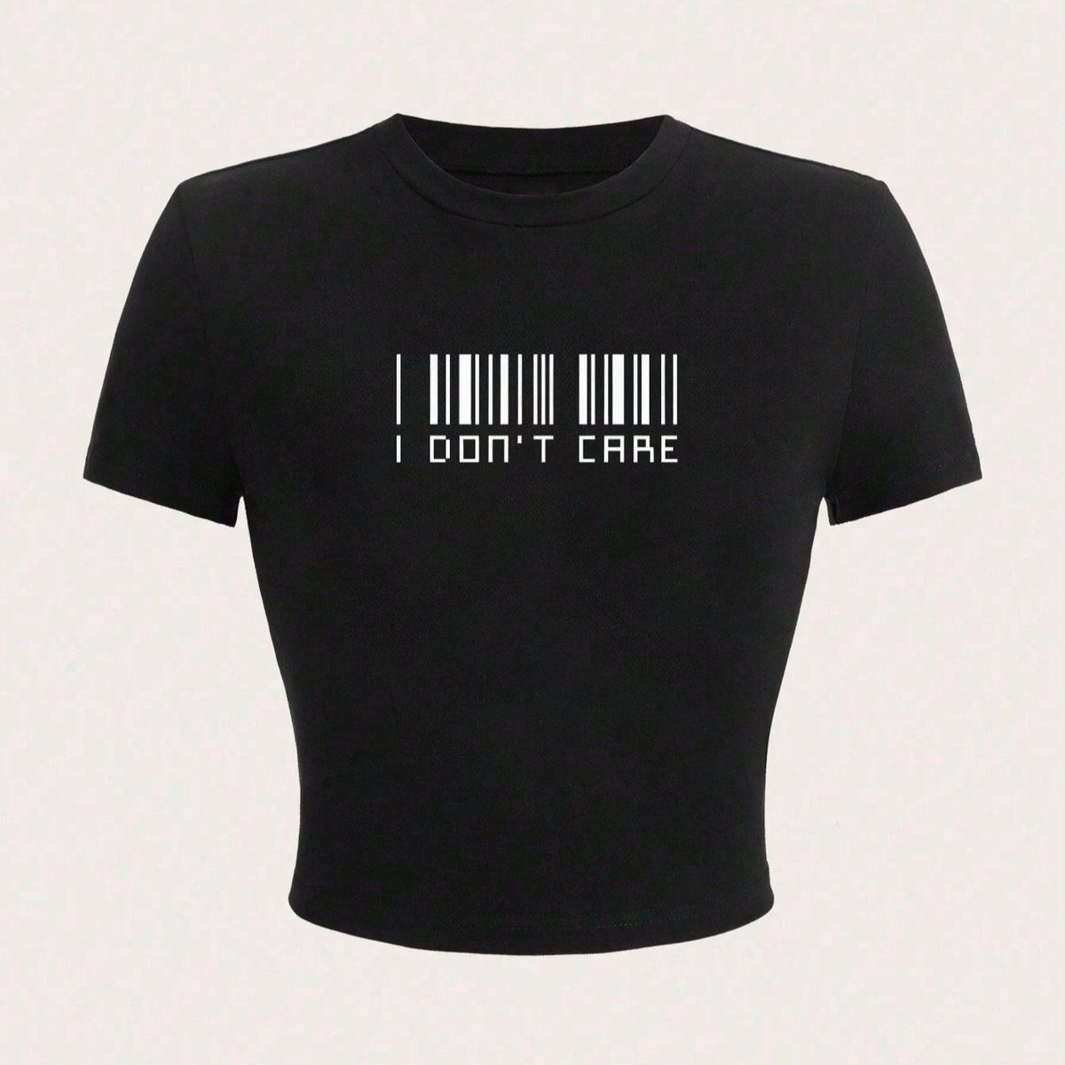 Women's Slim Fit Cropped T-Shirt Short Sleeved Top European American Style Barcode Print Hot Girl Trendy Casual Summer_ecoleips.com