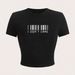 Women's Slim Fit Cropped T-Shirt Short Sleeved Top European American Style Barcode Print Hot Girl Trendy Casual Summer_ecoleips.com