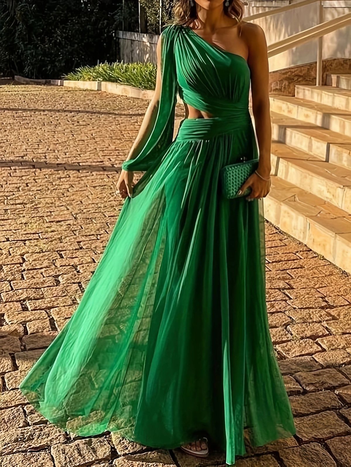 Women's Clothing Plus Size Dress Dress Oblique Shoulder Slim Dress Solid Color Long Skirt New Product_ecoleips.com