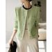 Women's Clothing Wool tweed autumn short candy green tops _ecoleips.com