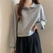 Japanese-style College-style Polo Collar Short Sweatshirt New Spring Collection, Loose And Versatile, Long-sleeved Top_ecoleips.com