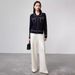 Women's High Waist Wool Wide Leg Pants - Machine Washable Straight Trousers With Elegant Drape For Casual & Office Wear (Black/White/Gray Mix/Navy)_ecoleips.com