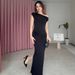 Fashion New Arrival Women Dress Minimalist Intellectual One Shoulder Slim Waisted Ruched Split Hem Dress Elegant Ladies Party Dress_ecoleips.com