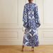 Women's Clothing Fashion Blue And White Porcelain Print One Line Loose Dress_ecoleips.com
